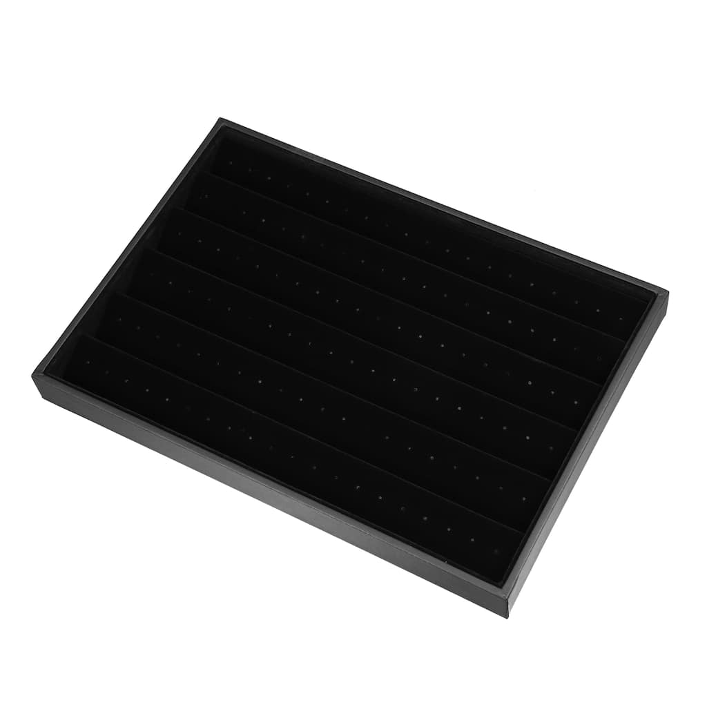 Velvet Earring Jewelry Tray Stackable Tray Showcase for Rings Earrings - Black