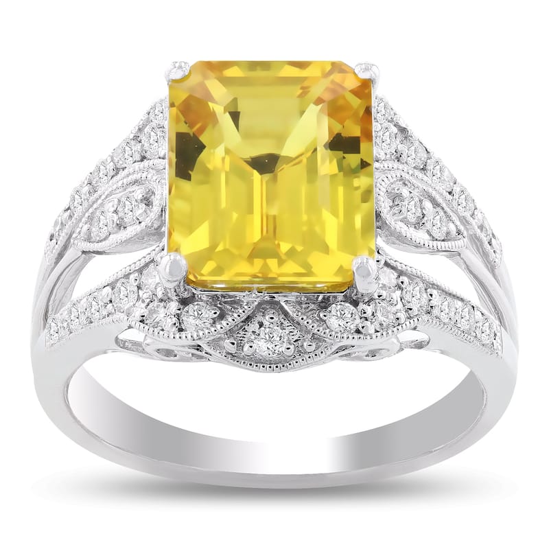 Auriya Platinum 5 1/3ct Sapphire and 3/8ct TDW Diamond Ring
