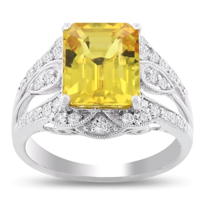 Auriya Platinum 5 1/3ct Sapphire and 3/8ct TDW Diamond Ring