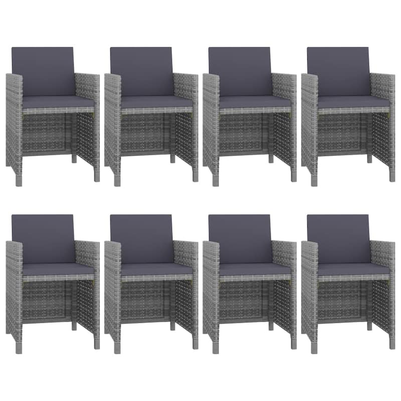 vidaXL Patio Dining Set 9 Piece Outdoor Table and Chair Poly Rattan Furniture - 42.9" x 42.9" x 29.1"