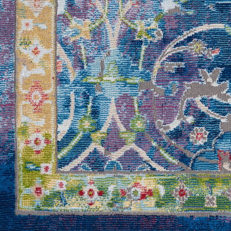 Power Loomed Distressed Floral Traditional Non Skid Area Rug - 118' X '94' X '0.5