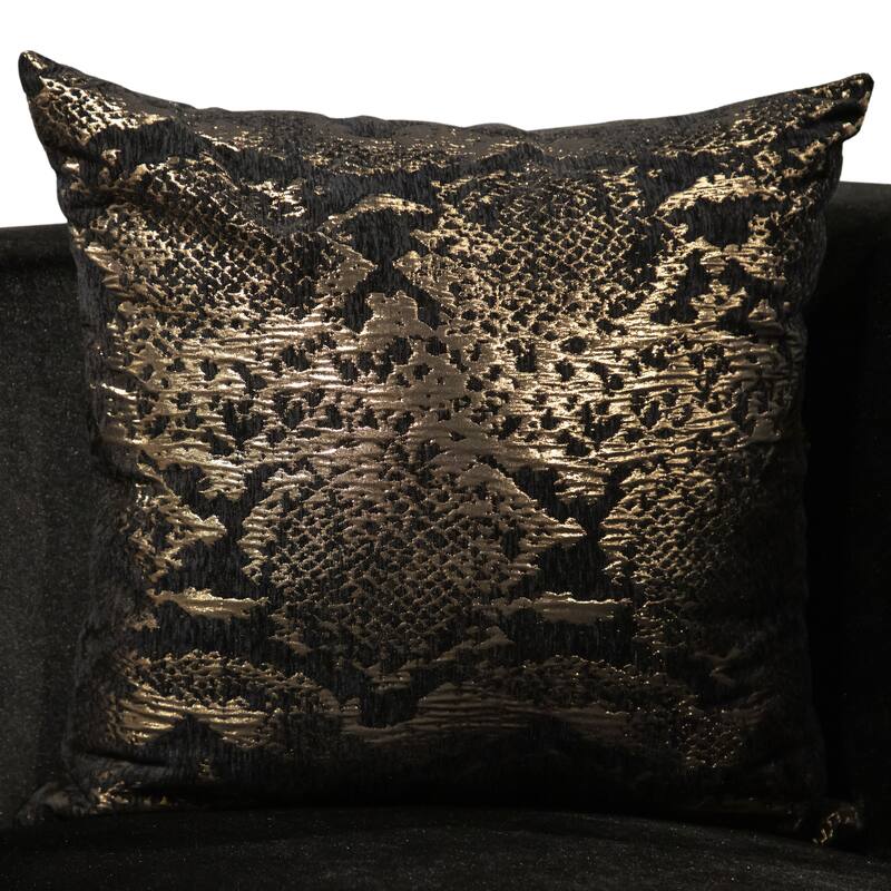 Furniture of America Ospray Glam Black Velvet Upholstered Zebra Print Sofa