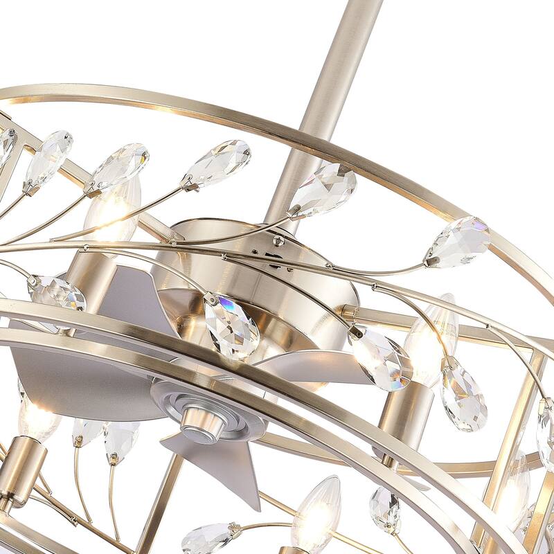 20" Modern Chandelier Caged Ceiling Fan with Light Kit and Remote