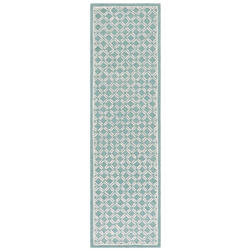 SAFAVIEH Handmade Genre Haifa Geometric Wool Rug - 2'3" x 8' Runner - Green/Ivory