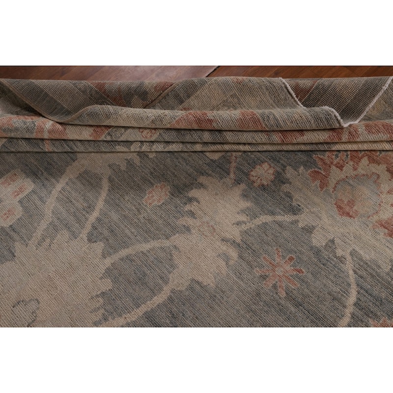 Vegetable Dye Grey Oushak Turkish Large Rug Hand-Knotted Wool Carpet - 10'1"x 14'3"