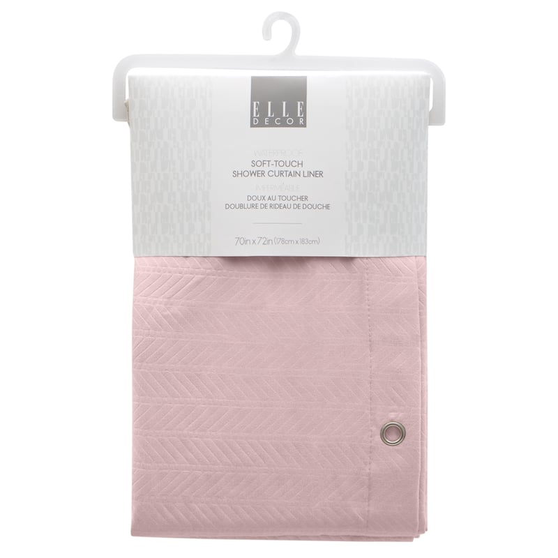 Elle Décor Soft Touch Waterproof Fabric Shower Curtain Liner in Blush
