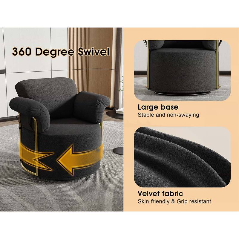 360 Degree Swivel Reading Chair with Gold Metal Legs,for Living Room,Bedroom,Office