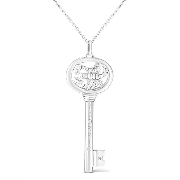 Rhodium-plated 925 Silver Key Pendant with 16 Necklace Jewels Obsession Key Necklace