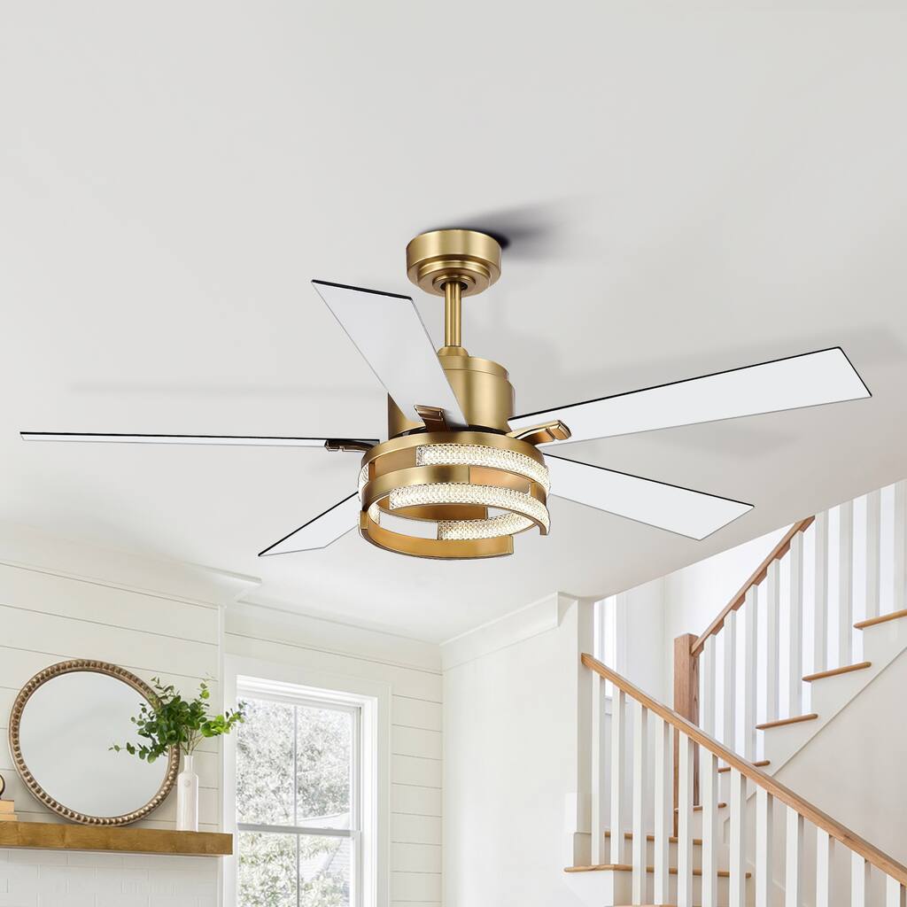 52-in Gold Indoor Ceiling Fan with Light Remote (5-Blade)