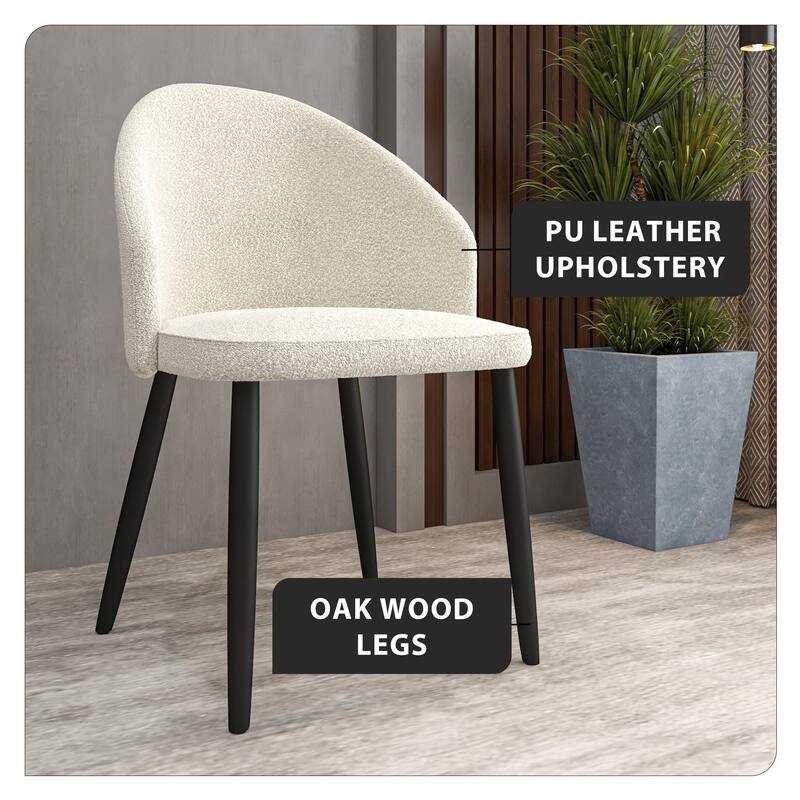 Upholstered Dining Chair in Leather/Fabric/Boucle with Wood Legs Set of 4 Paradiso Collection