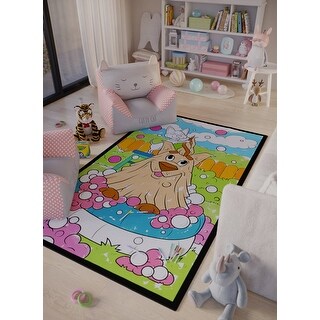 Mishka Rug Coloring Rug Brand Fun Paws and Play Mishka Takes a Bath Kids Rug - Bed ...
