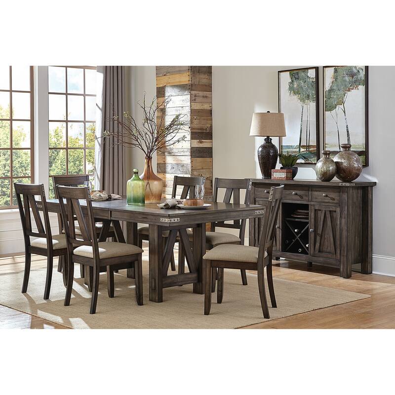 Brown Finish Rustic Look 1pc Dining Table with Butterfly Extension Leaf Solid Rubberwood Dining Furniture
