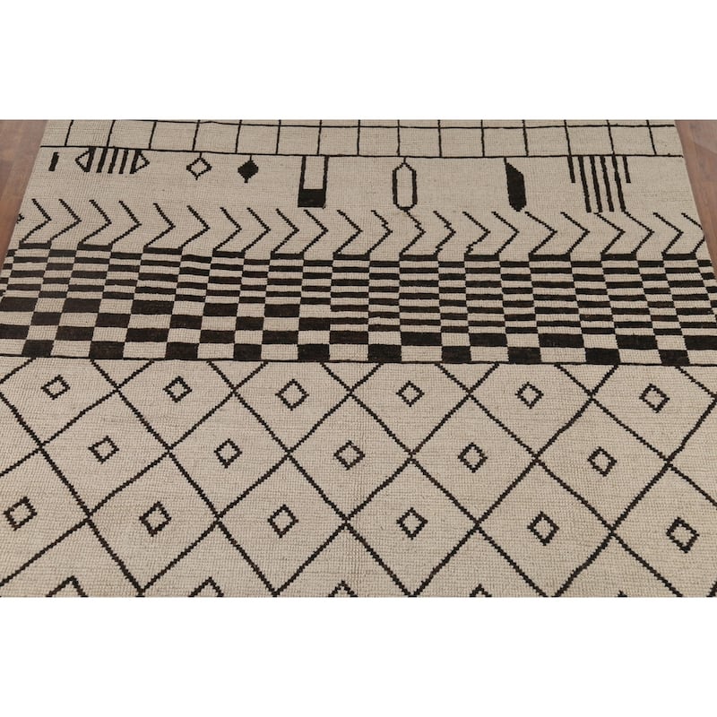 Trellis Geometric Moroccan Oriental Area Rug Handmade Wool Carpet - 7'9"x 10'10"