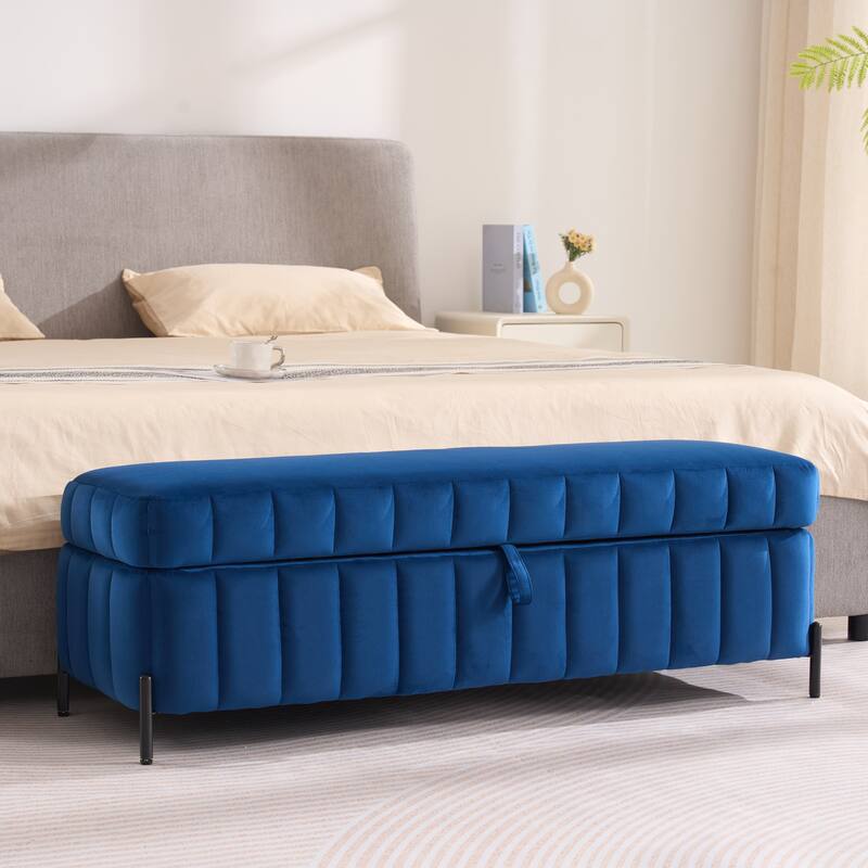 49.2"W Modern Storage Bench,Bedroom Ottoman Bench with Metal Legs