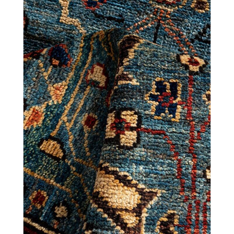 Serapi One-of-a-Kind Hand-Knotted Runner Rug - Light Blue, 2' 8" x 9' 9" - 2' 8" x 9' 9"