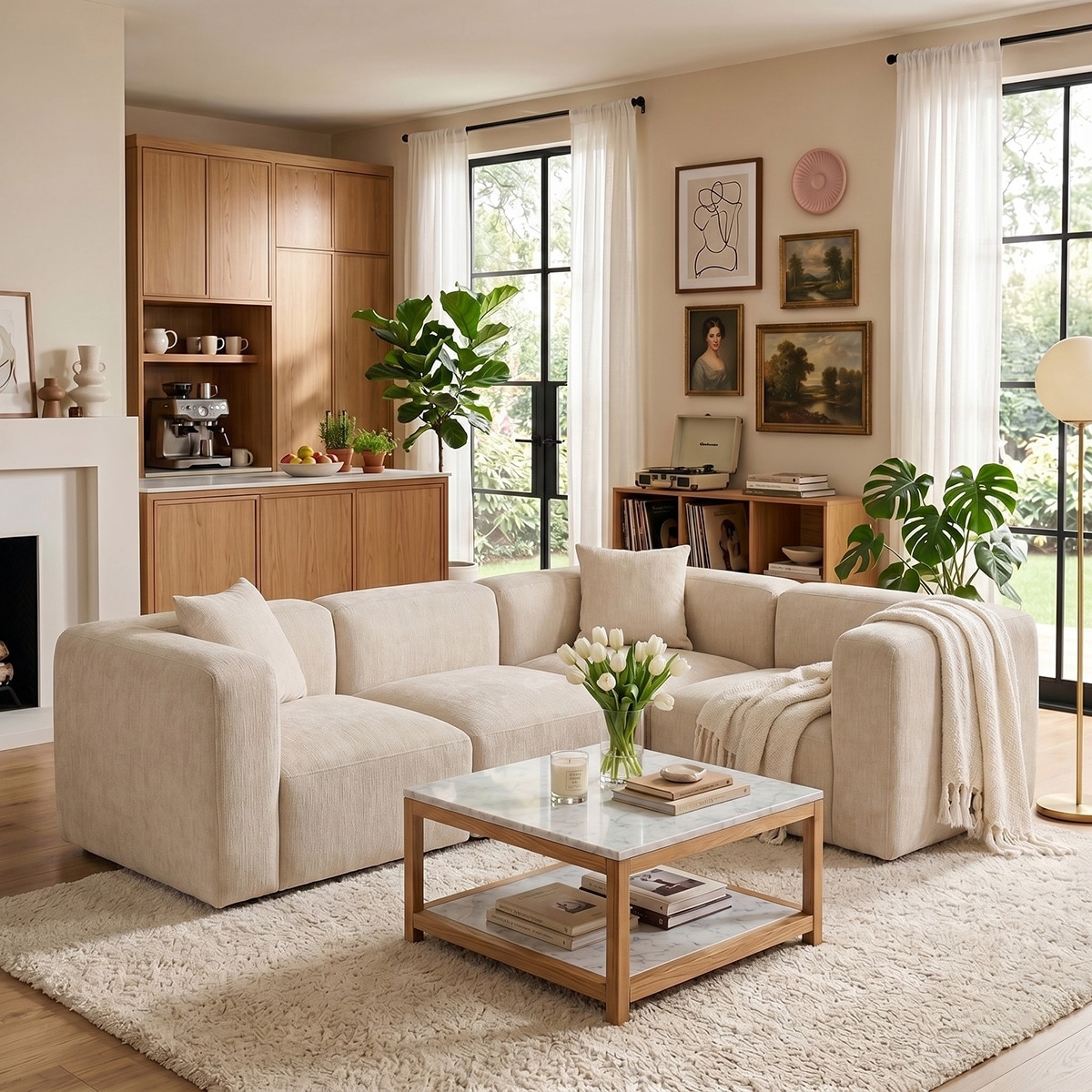 Modern 101" Chenille Modular Sectional Sofa Set (4-Piece)