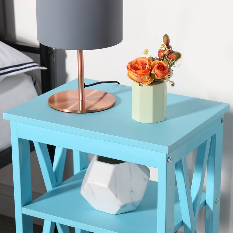 Javlergo Set of 2 Nightstand Bedside Table, Modern Small Side End Table with Open Storage Shelves