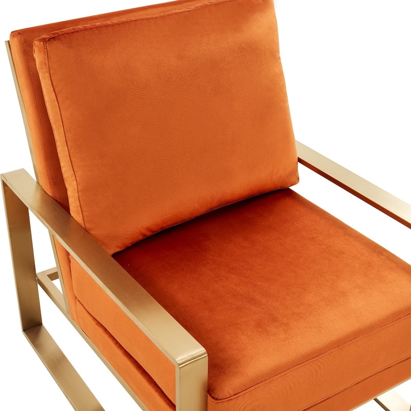 LeisureMod Jefferson Modern Velvet Accent Armchair With Gold Base