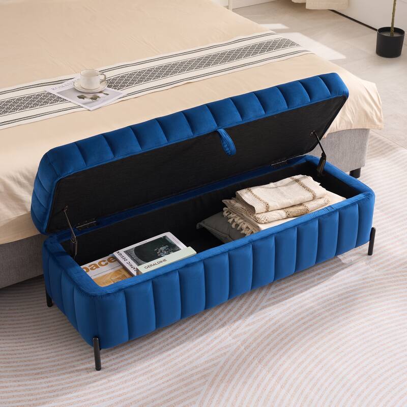 49.2"W Modern Storage Bench,Bedroom Ottoman Bench with Metal Legs