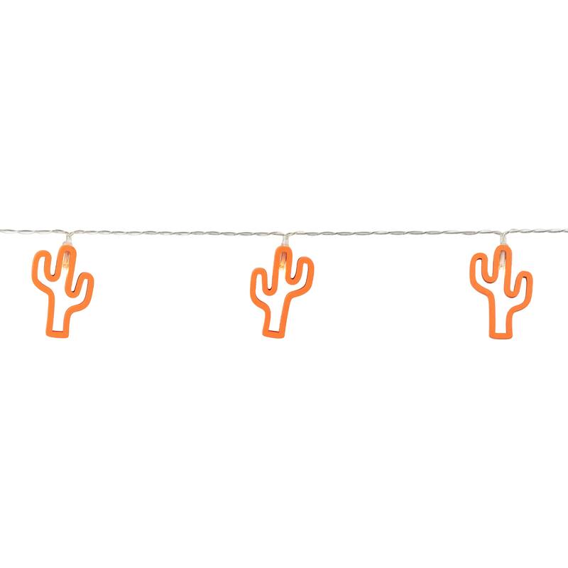 LED Cactus Patio Light Set - Orange - 4' Clear Wire - 10ct