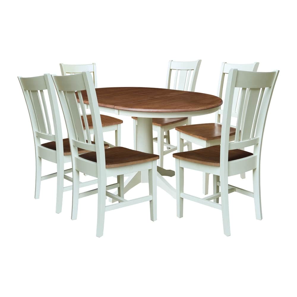 3 Piece Set - 36" Round Extension Dining Table with San Remo Chairs
