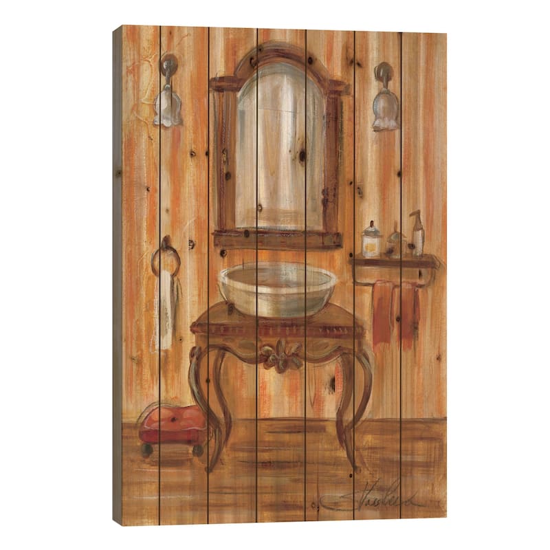 Tuscan Bath II Print On Wood by Silvia Vassileva - Multi-Color - 26x18x1.5