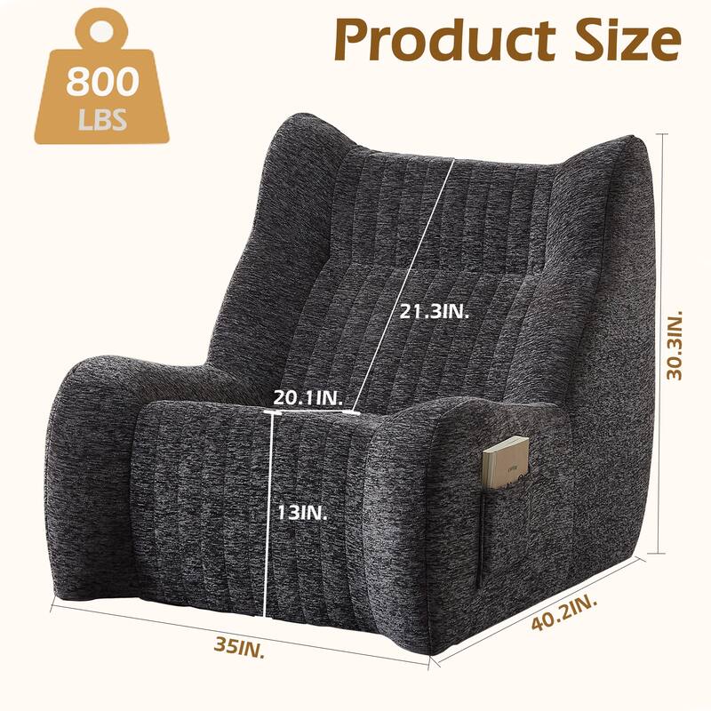 Giant Bean Bag Chair for Adults, Beanbag Fireside Lounger Chair Lazy Floor Sofa Accent Chair for Living Room, Bedroom
