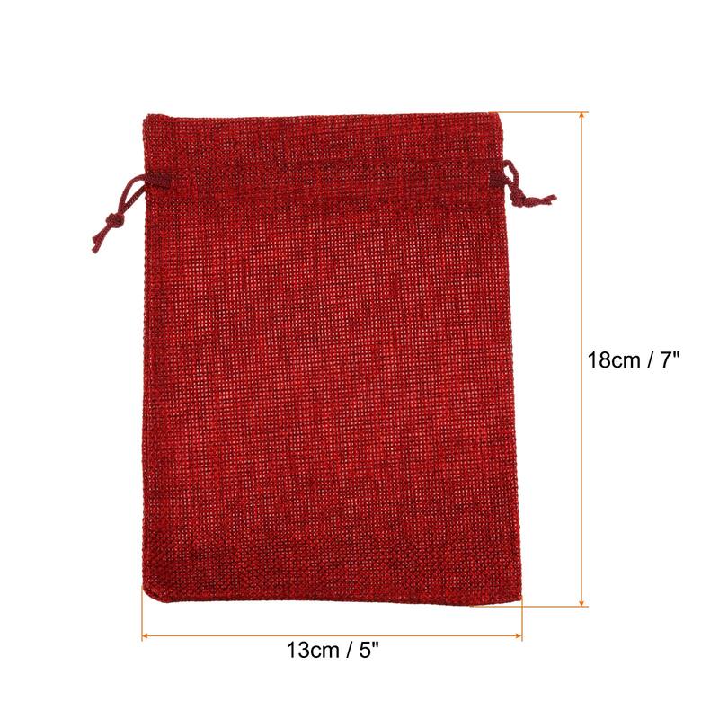 25Pcs Drawstring Burlap Gift Bags 5" x 7" Linen Sack Jewelry Pouches - 5" x 7" - Wine