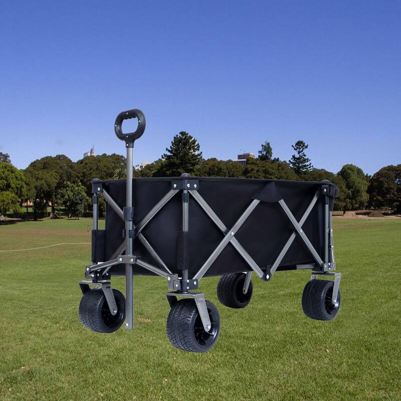 Collapsible Folding Wagon with Big Wheels - N/A - Black