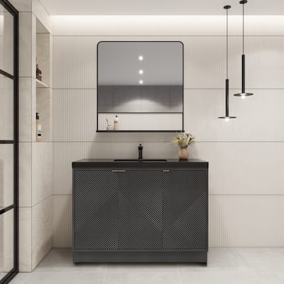 Milano 48" Freestanding Bathroom Vanity with Black Acrylic Sink
