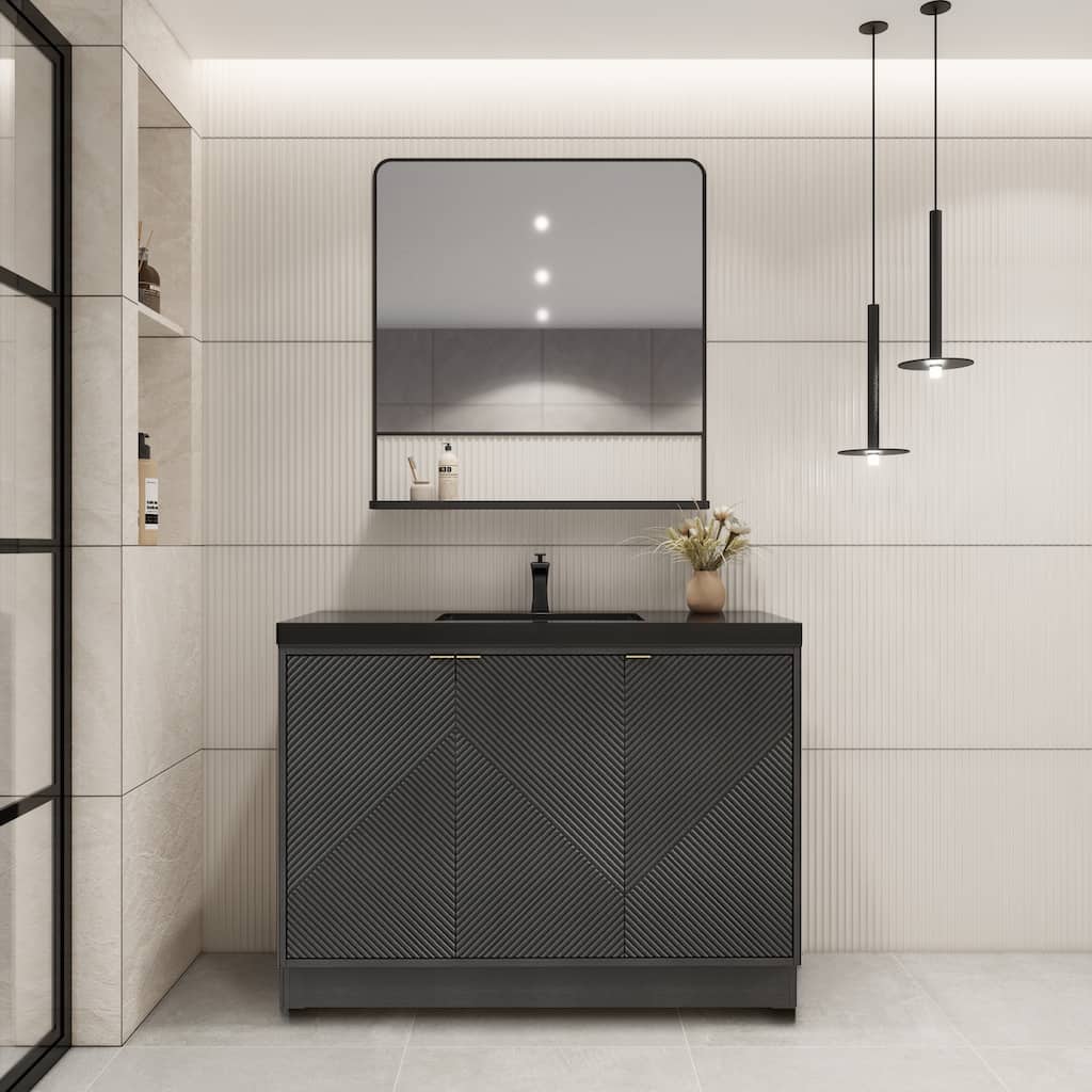 Milano 48" Freestanding Bathroom Vanity with Black Acrylic Sink