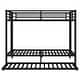 preview thumbnail 5 of 10, Black Metal Queen Over Queen Bunk Bed Frame with Trundle, 2 Side Ladders and Guardrails for Kids Teens