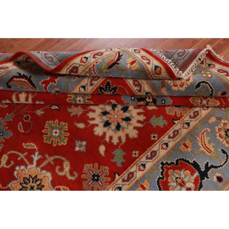 Hand Knotted Oriental 100% Wool Carpet Traditional Floral Red Heriz (serapi) Area Rug - 10' 0'' X 7' 11''