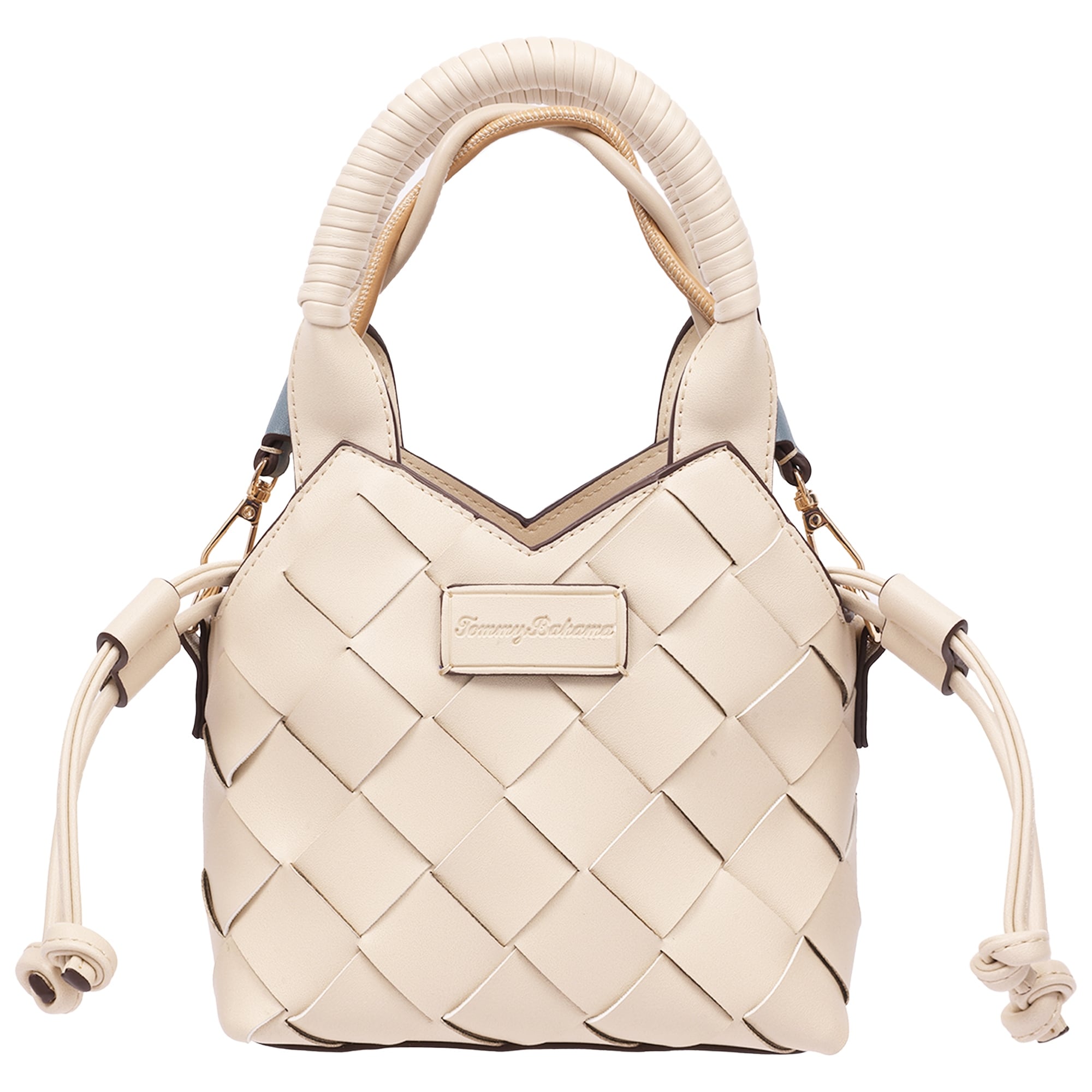 Tommy Bahama Demi Mini Woven PU Tote - Mini Woven Faux Leather Top Handle & Crossbody Bag