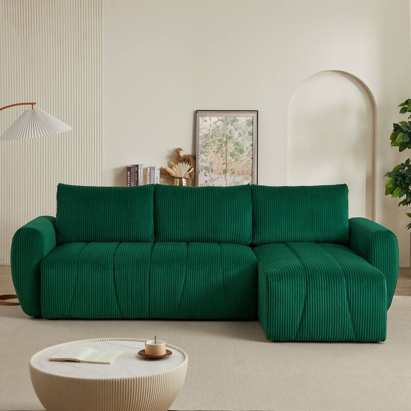 105.2" Corduroy L-Shaped Sectional Sofa with Storage