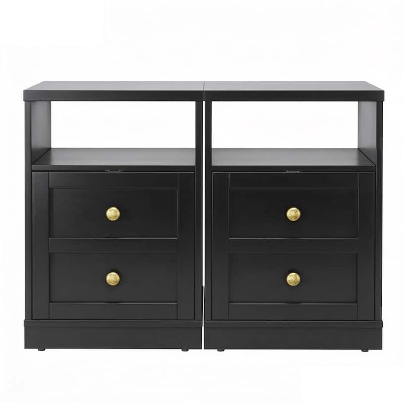 Modern Nightstand with Door & Open Shelf