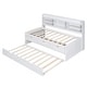 preview thumbnail 11 of 13, Twin Size Wooden Captain Bed with Built-in Bookshelves, 3-Storage Drawers & Trundle, White Wash - Classic Style