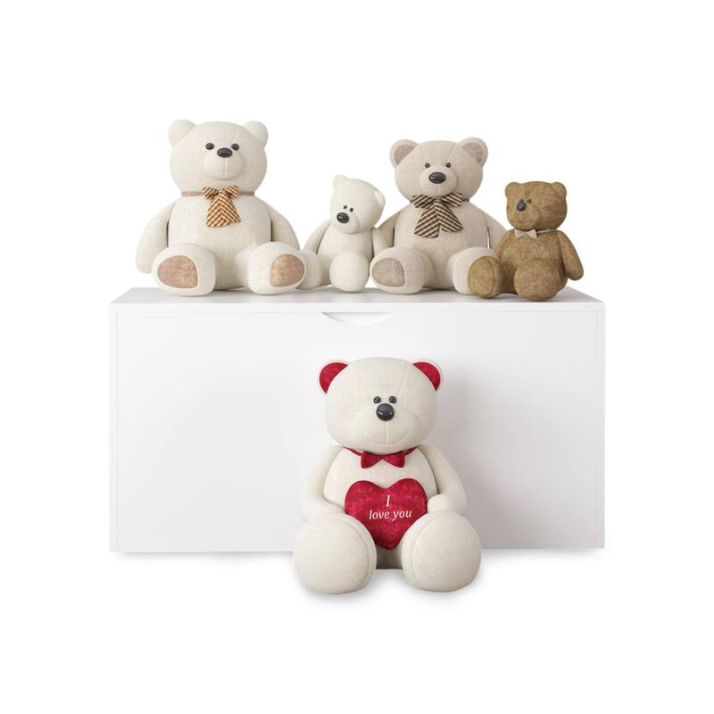 Anmytek White Large Storage Chest with Geometric Panels Toy Box Large Pull-Out Bin for Nursery