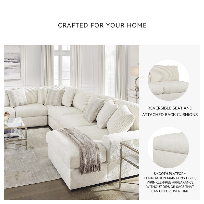 Signature Design by Ashley Chessington Ivory 4-Piece Sectional with Chaise - 152"W x 106"D x 40"H