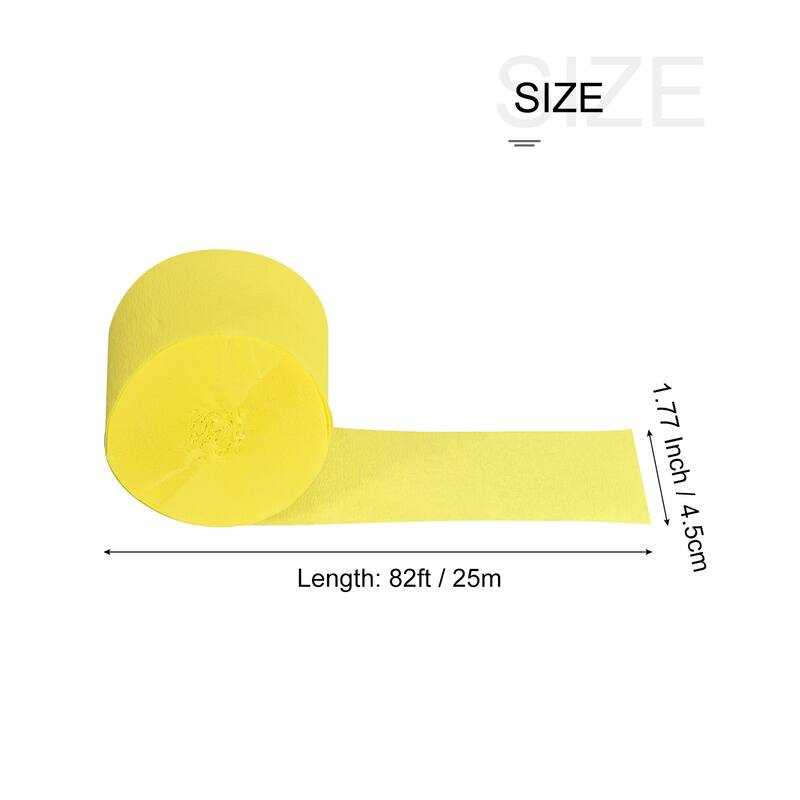 3pcs Crepe Paper Streamer Decoration 82ft Long 1.77 Inch Wide - Yellow