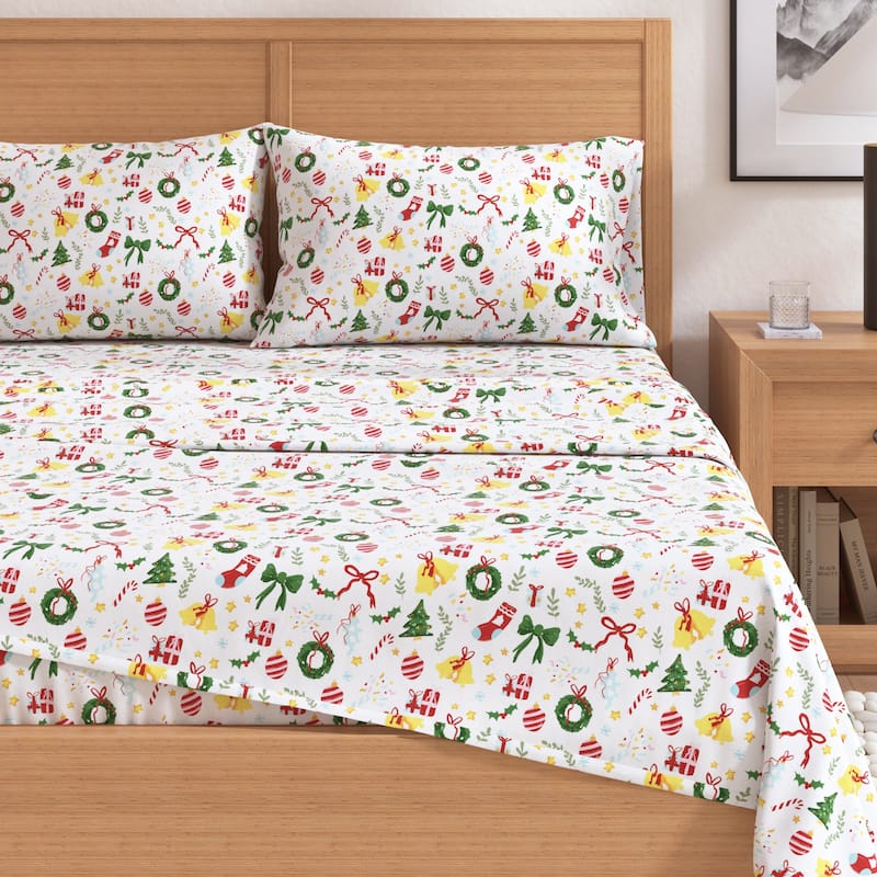 Linery & Co. Christmas Turkish Cotton Double-Brushed Flannel Bed Sheet Set