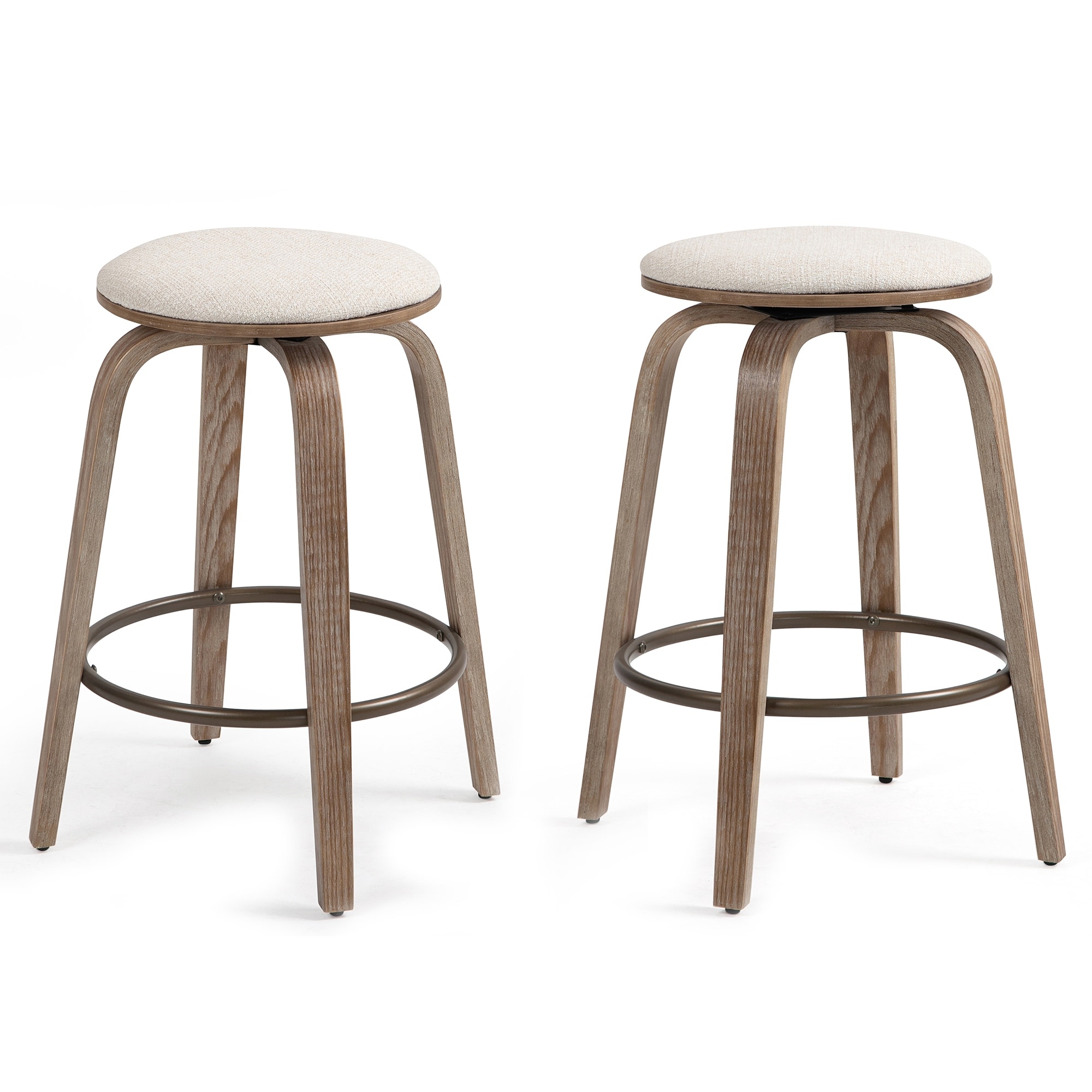 Beatus Beige Woven Fabric Counter Stool (Set of 2)