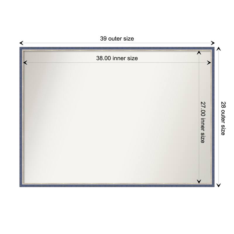 Theo Narrow Non-Beveled Wood Framed Wall Mirror - Theo Blue Narrow - Glass Size 38x27