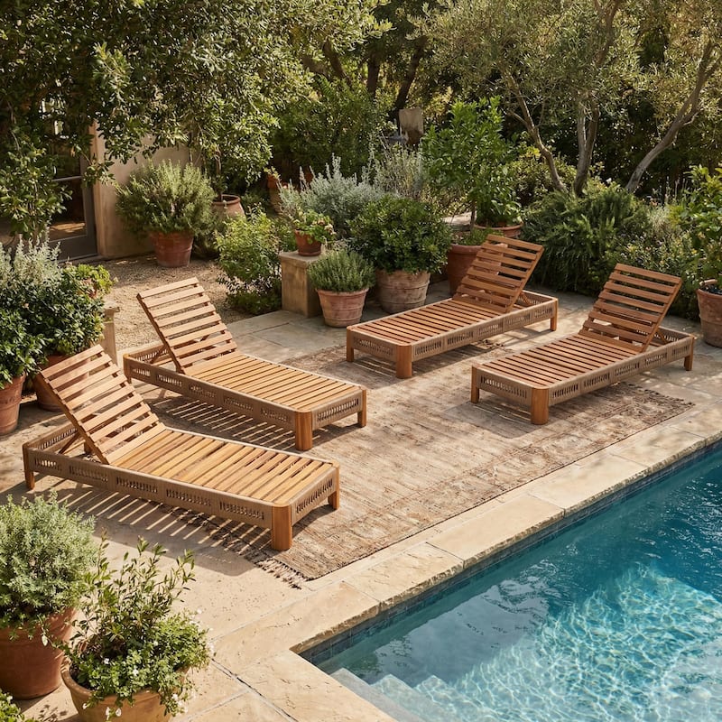 Christopher Knight Home - Delacroix Acacia Wood Outdoor Chaise Lounge with with Adjustable Backrest, Handwoven Rope Accents