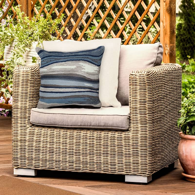 Liora Manne Frontporch Ipanema Indoor/Outdoor Pillow Blue/grey - Accent - 18" x 18" - Polyester - Blue