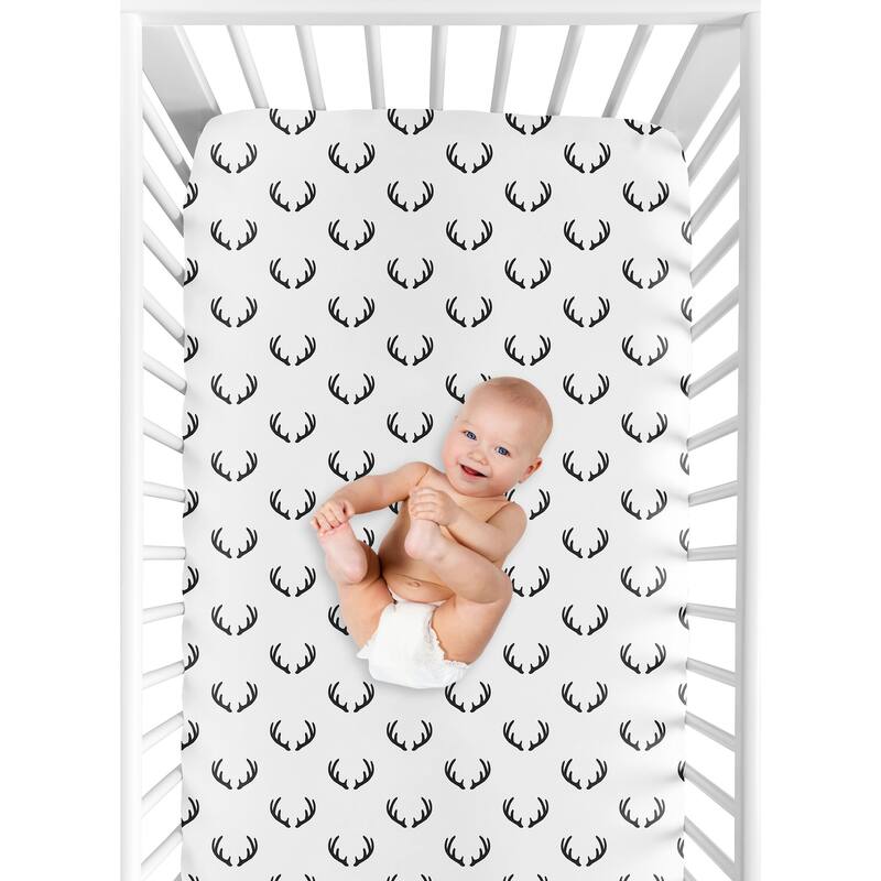 Sweet Jojo Designs Woodland Camo Deer Boy 3 Pack Fitted Crib Sheets - Solid Forest, Green Army Camouflage & White/Black Antler