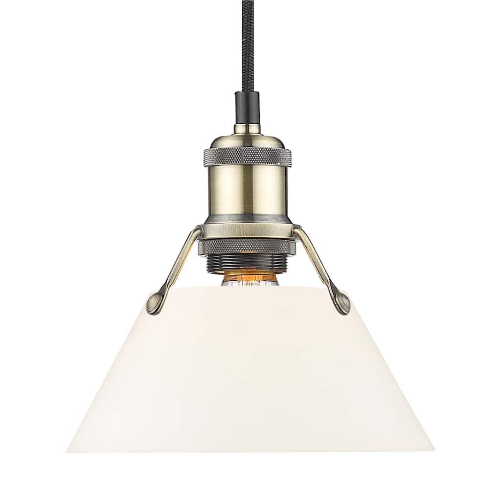 Yep by Golden Lighting Orwell 1-light 8in Pendant in Aged Brass and Opal Glass - Gold
