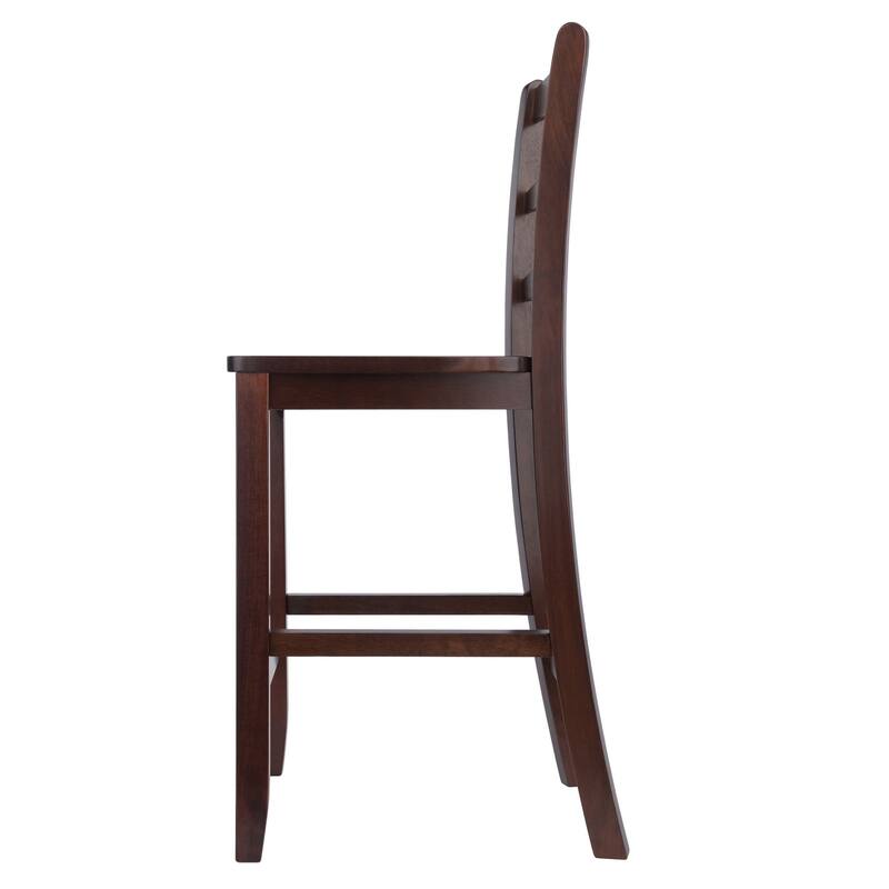 Set of 2 Antique Walnut Ladder Back Design Counter Stool 39.25"