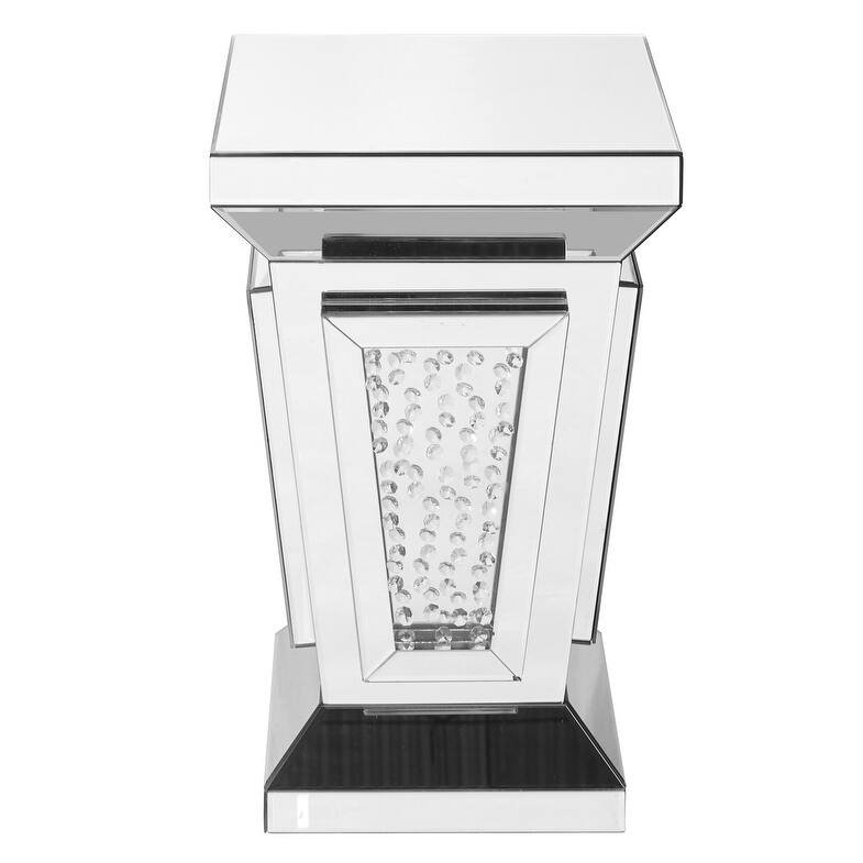 15 inch Crystal End Table In Clear Mirror Finish - N/A