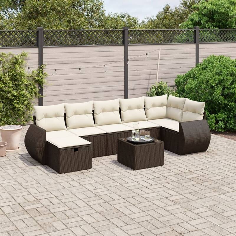 vidaXL Garden Sofa Set Beige/Black/Brown/Grey